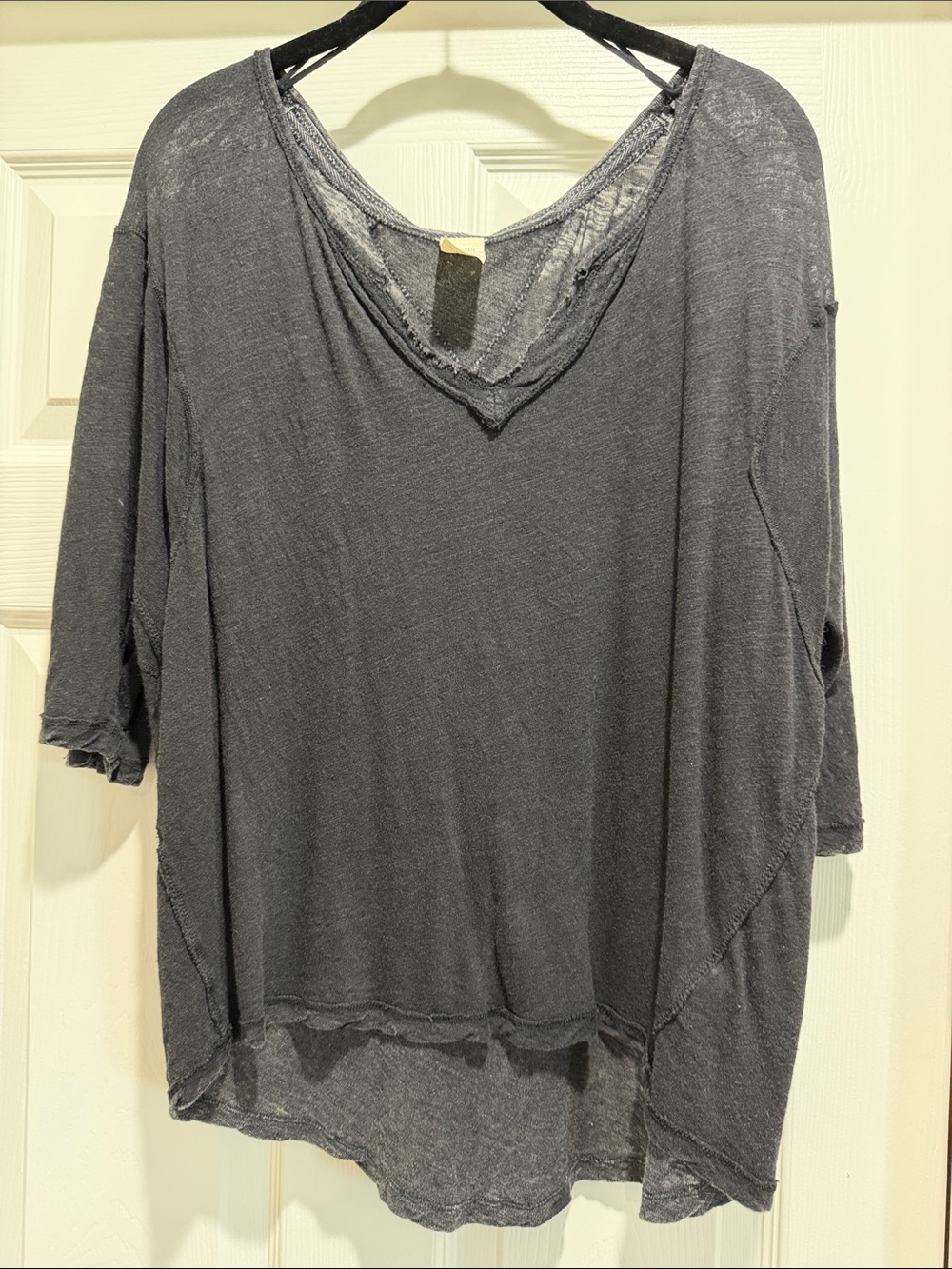We The Free Washed V-Neck Oversized Top - Gray
